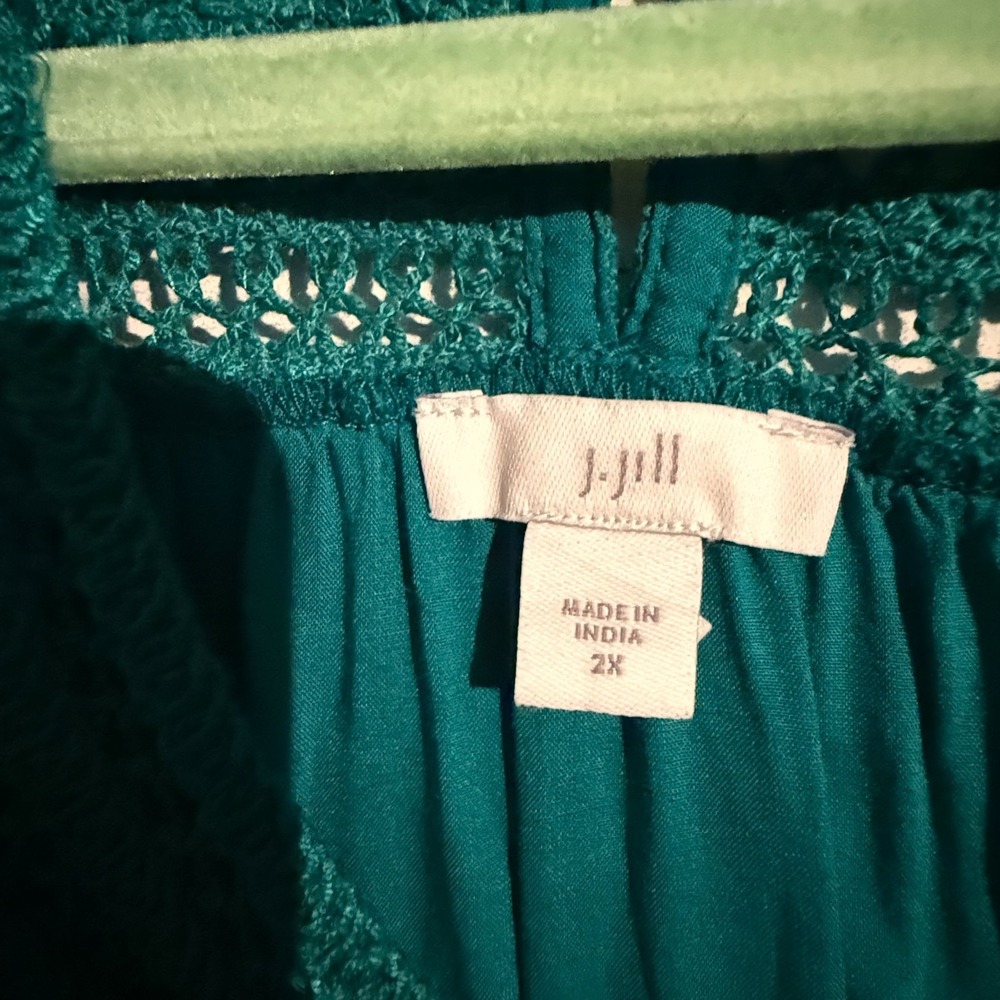 Soft Surroundings 2X Crochet Dress Boho Effortless Minimalist Resort Flowy.Teal - Picture 3 of 5